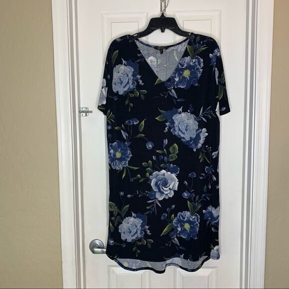 CHRISTIAN SIRIANO V-Neck Tunic DRESS Black Floral - Size XL - Picture 5 of 8